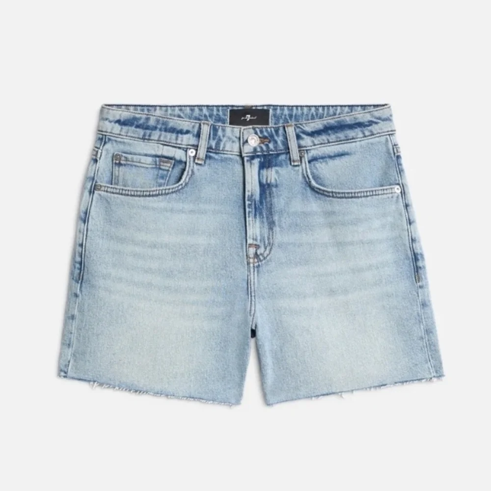 7 For All Mankind Light Blue Denim Shorts MONROE long Shorts